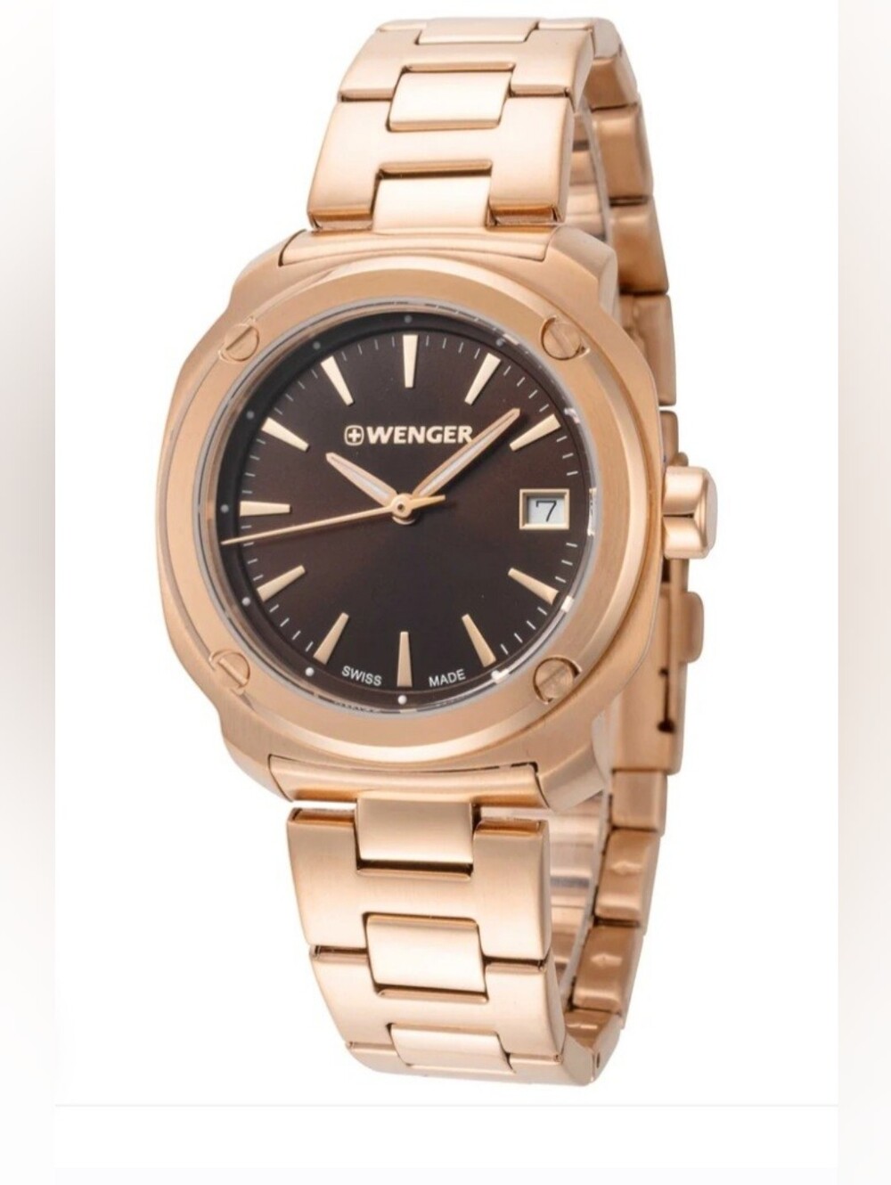 Wenger Rose Gold Bracelet Watch with Brown Dial